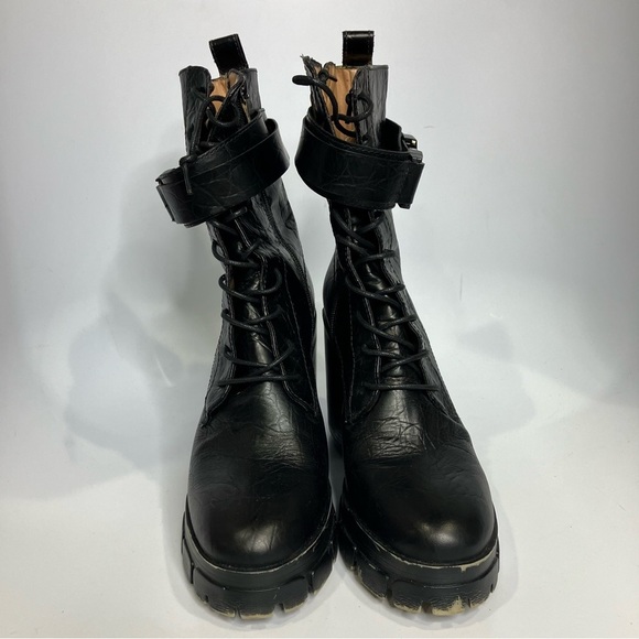 Schutz croc-effect lace up lug sole boots black size 8 - Picture 3 of 12